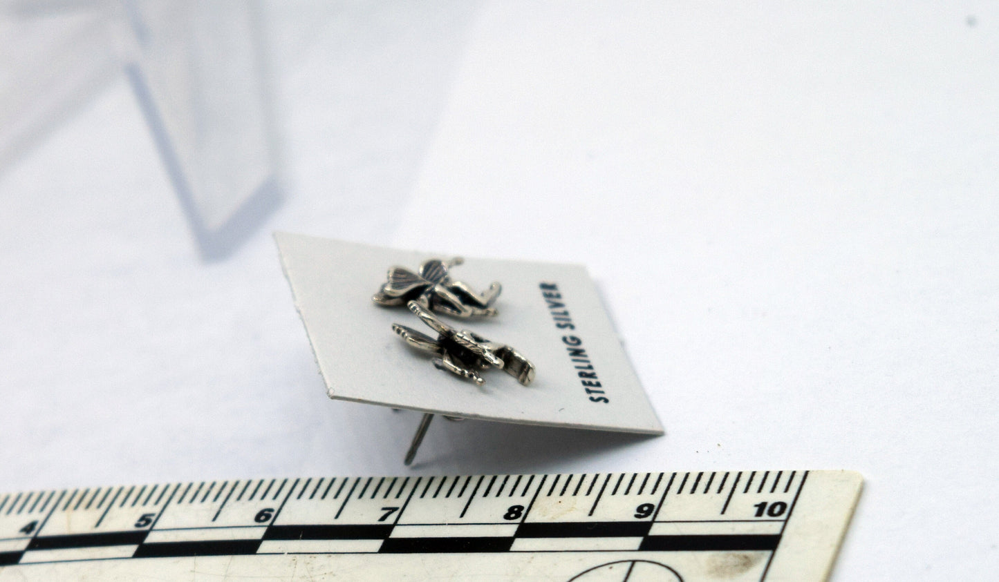 Winged Fairy Earrings Sterling Silver Stud Earrings 10 mm high