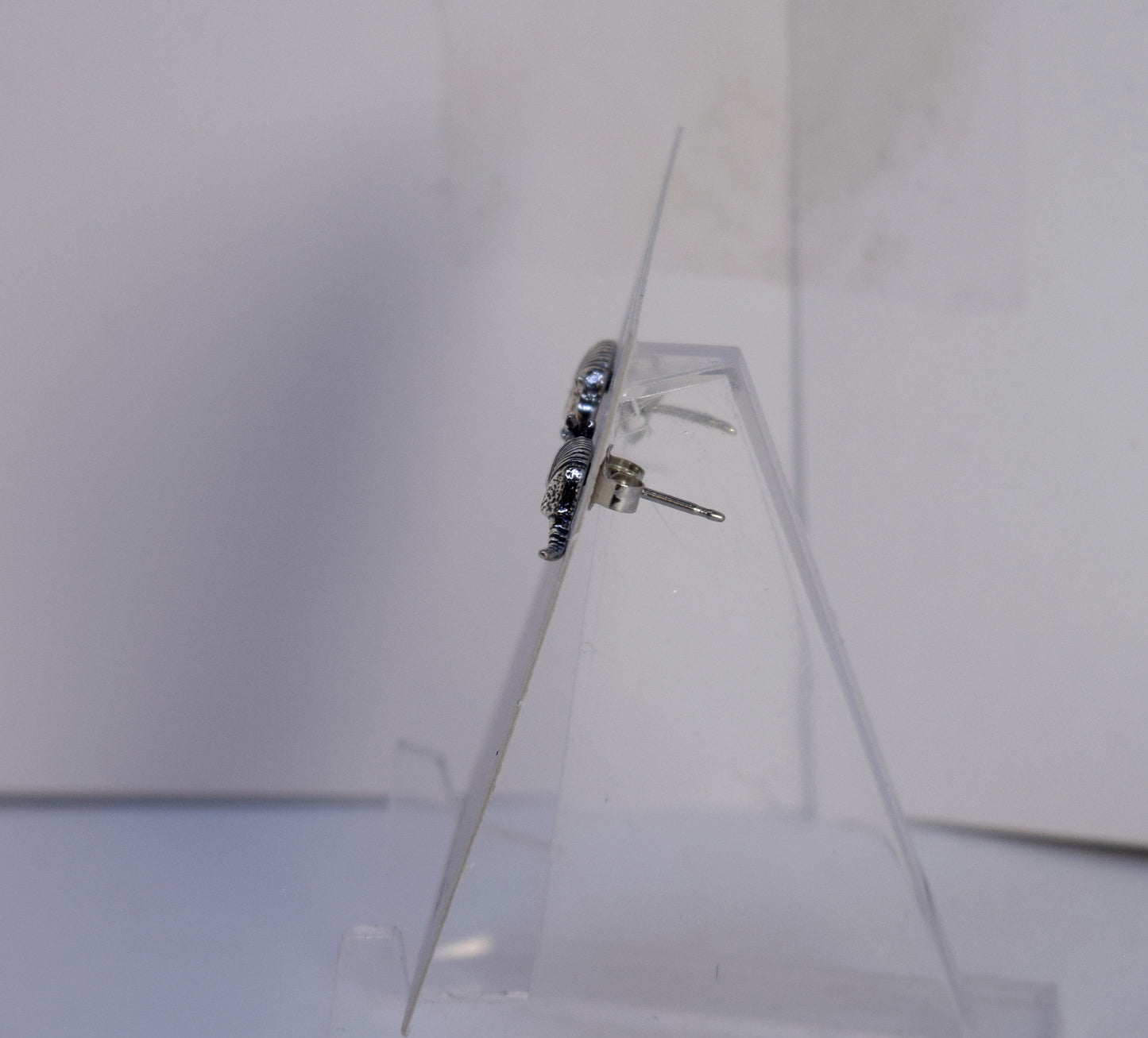 Armadillo Earrings Sterling Silver Stud Earrings 17 mm wide