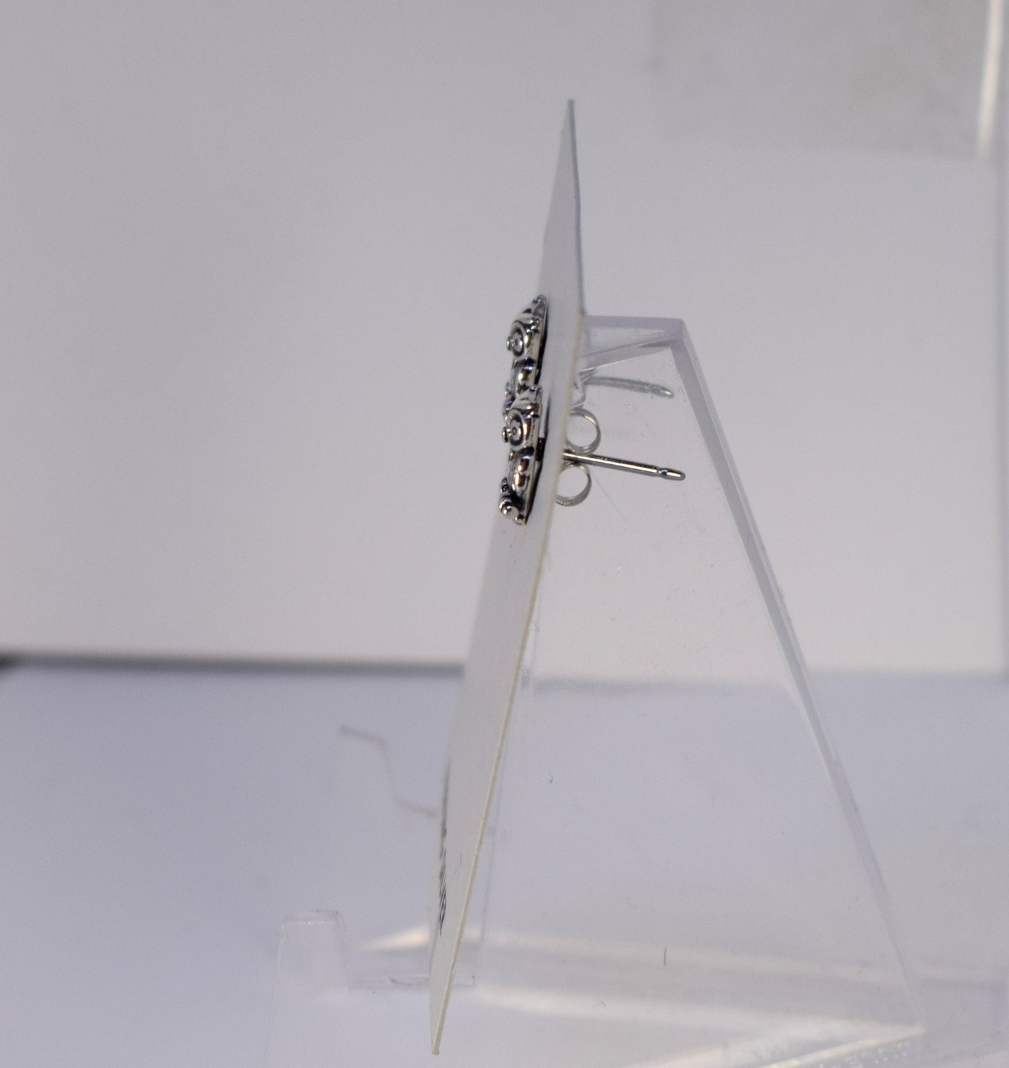 Owl Raptor Bird Sterling Silver Stud Earrings 8 mm high