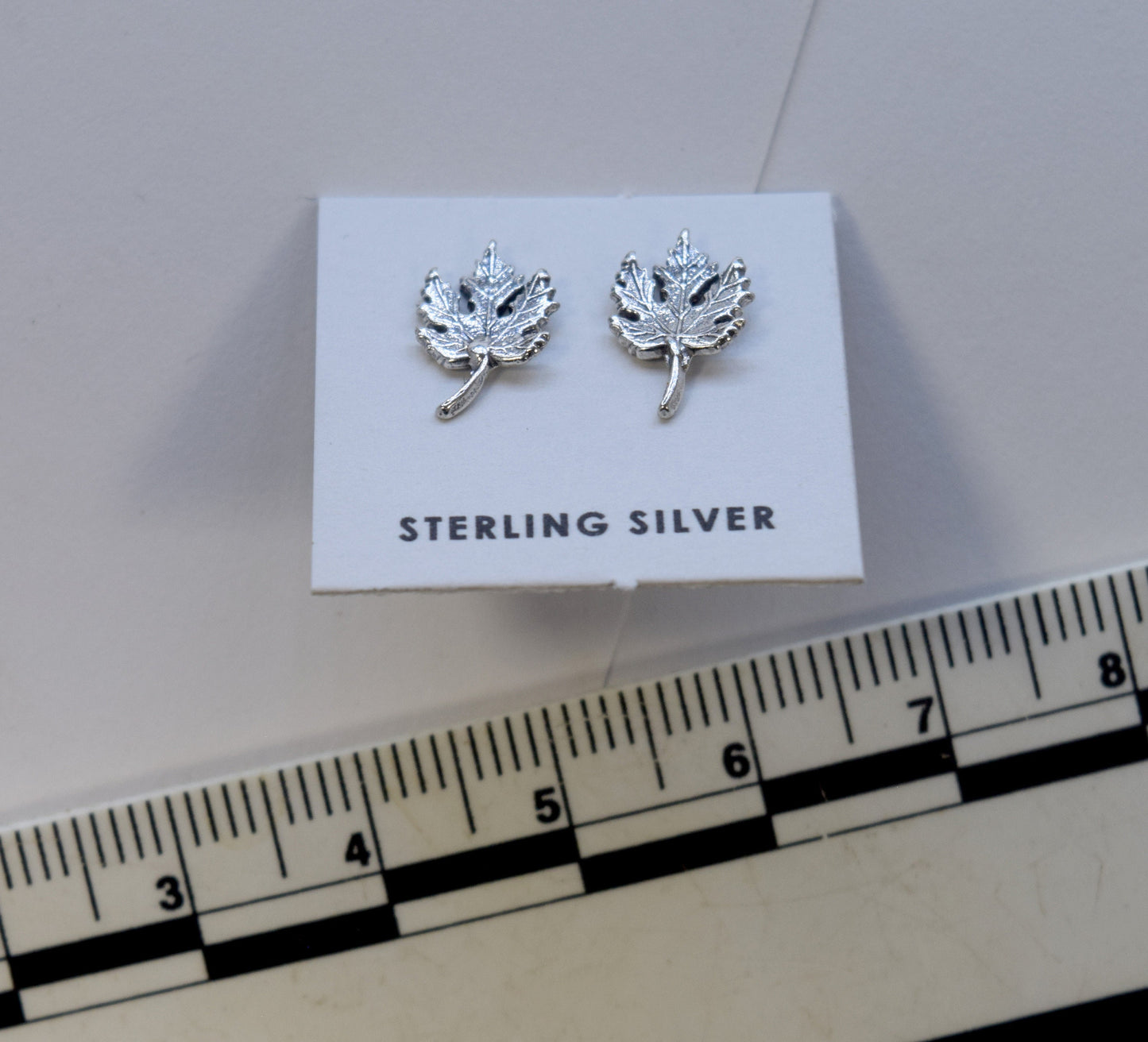 Maple Leaf Sterling Silver Stud Earrings 10 mm long