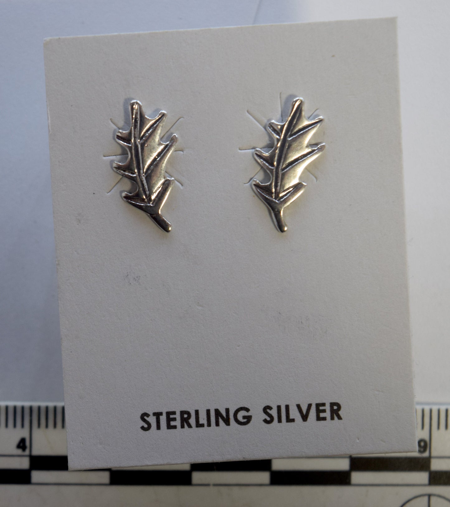 Oak Leaf Sterling Silver Stud Earrings 16 mm long