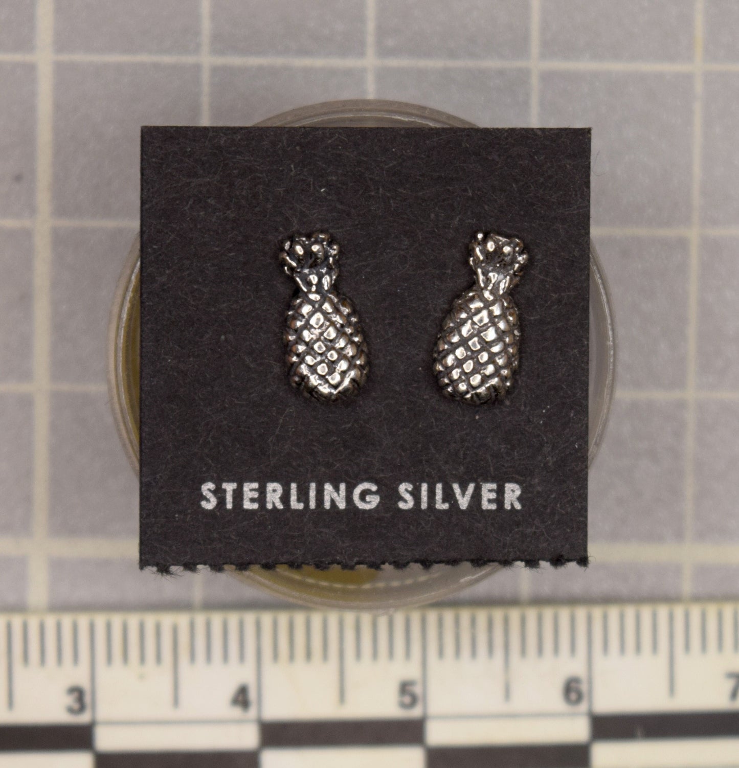 Pine apple Earrings Sterling Silver Stud Earrings 9 mm high
