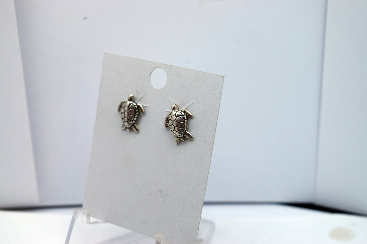 Sea Turtle Sterling Silver Stud Earrings 11 mm high