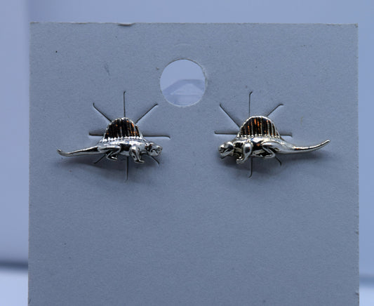 Dimetrodon Earrings Sterling Silver Stud Earrings 14 mm wide