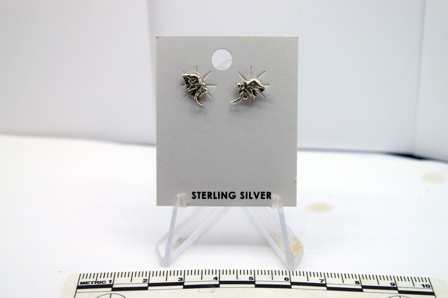 Mastodon Sterling Silver Stud Earrings 12 mm wide