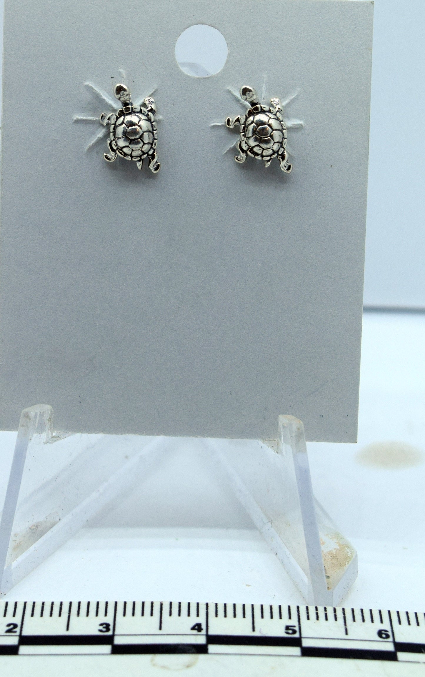 Turtle Earrings Sterling Silver Stud Earrings 6 mm wide