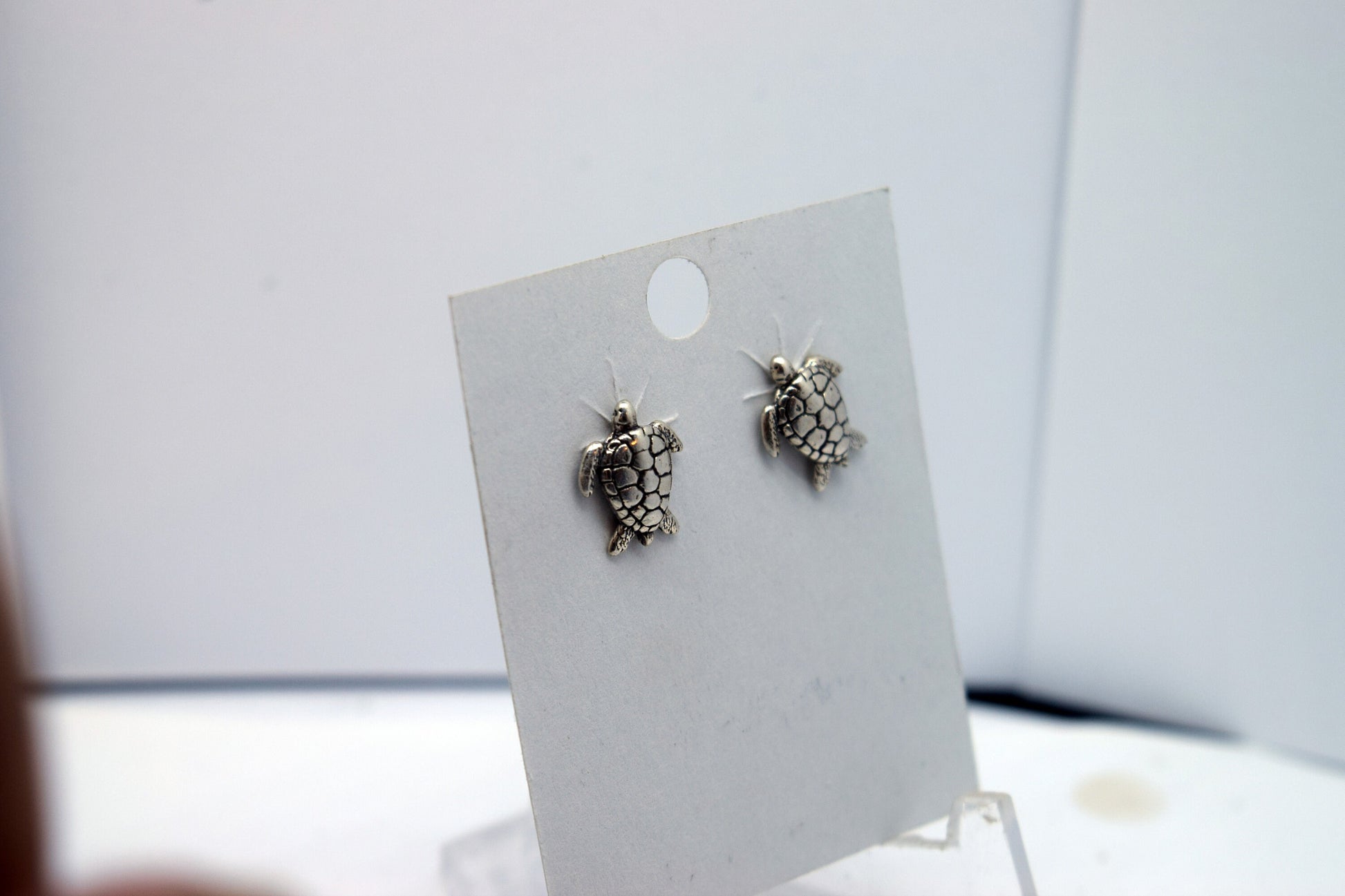 Sea Turtle Sterling Silver Stud Earrings 11 mm high