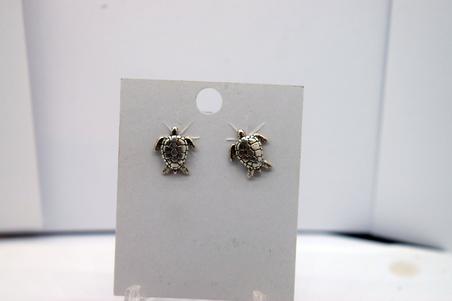 Sea Turtle Sterling Silver Stud Earrings 11 mm high