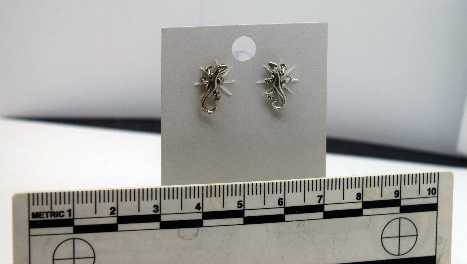 Gecko Earrings Lizard Earrings Sterling Silver Stud Earrings 12 mm high