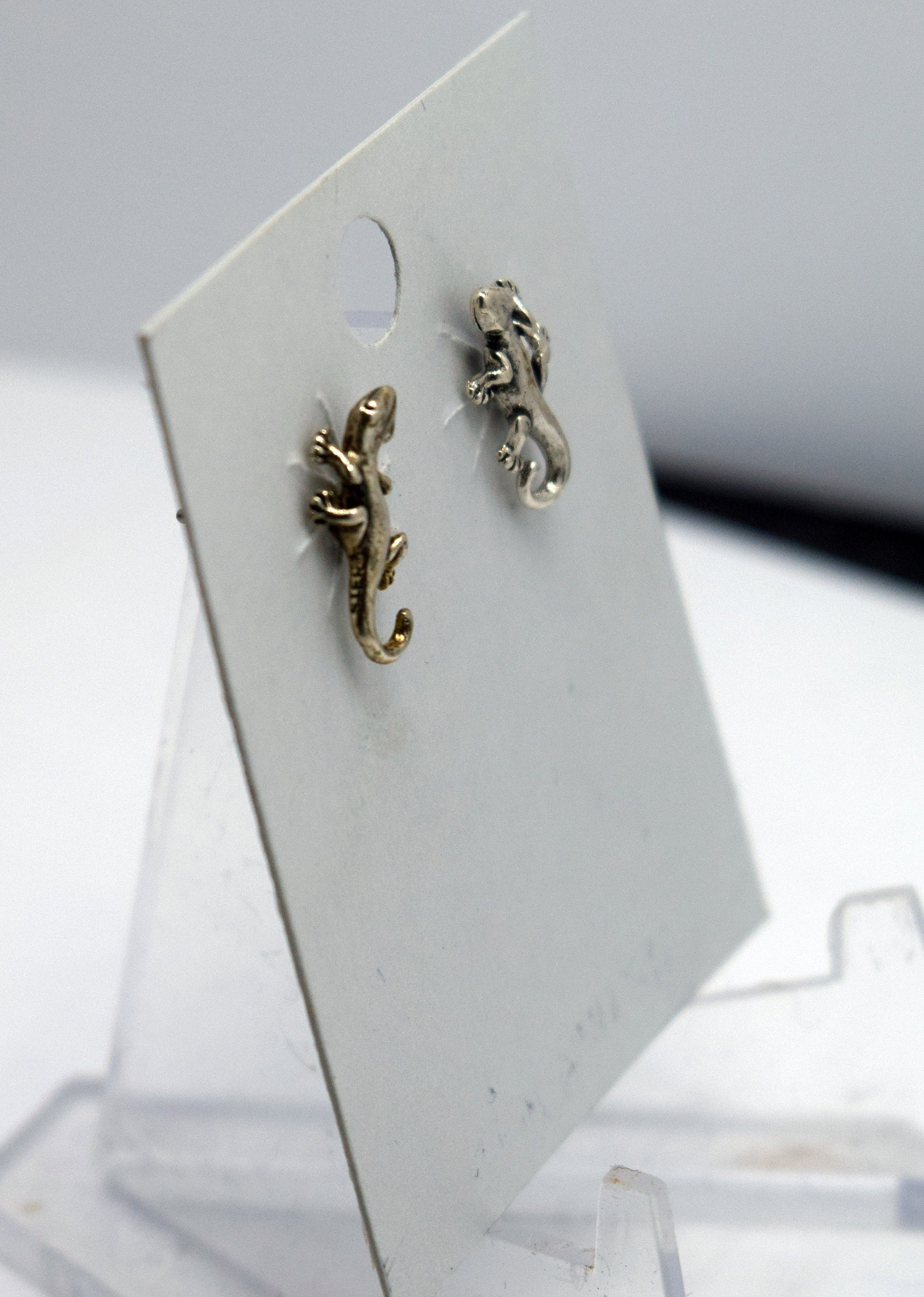 Gecko Earrings Lizard Earrings Sterling Silver Stud Earrings 12 mm high