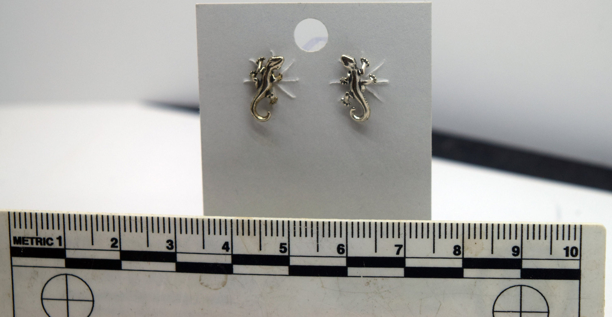 Gecko Earrings Lizard Earrings Sterling Silver Stud Earrings 12 mm high