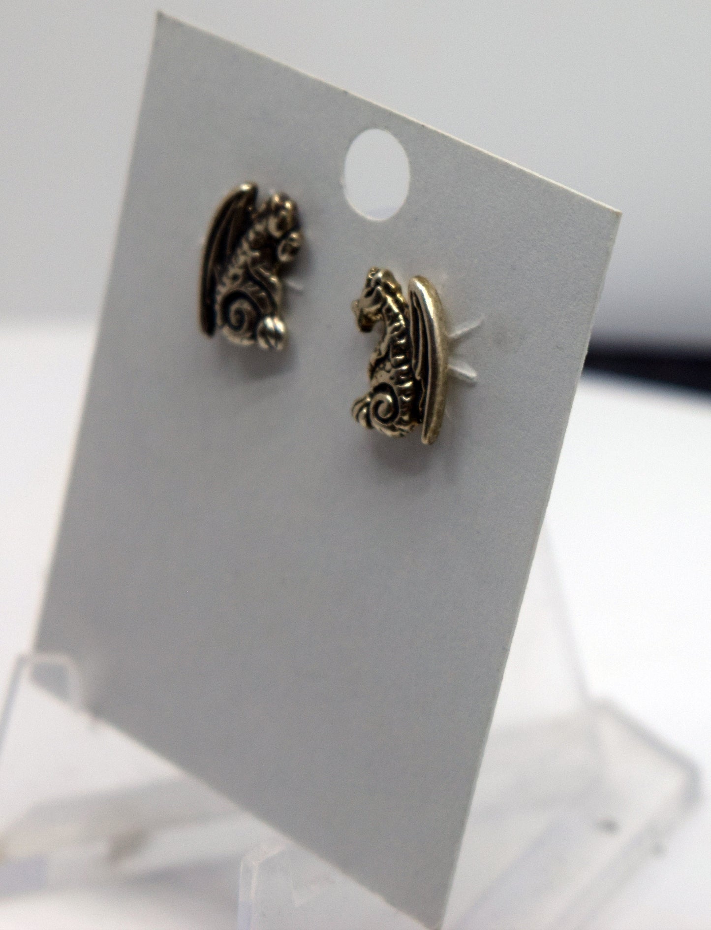 Winged Dragon Earrings Sterling Silver Stud Earrings 10 mm high