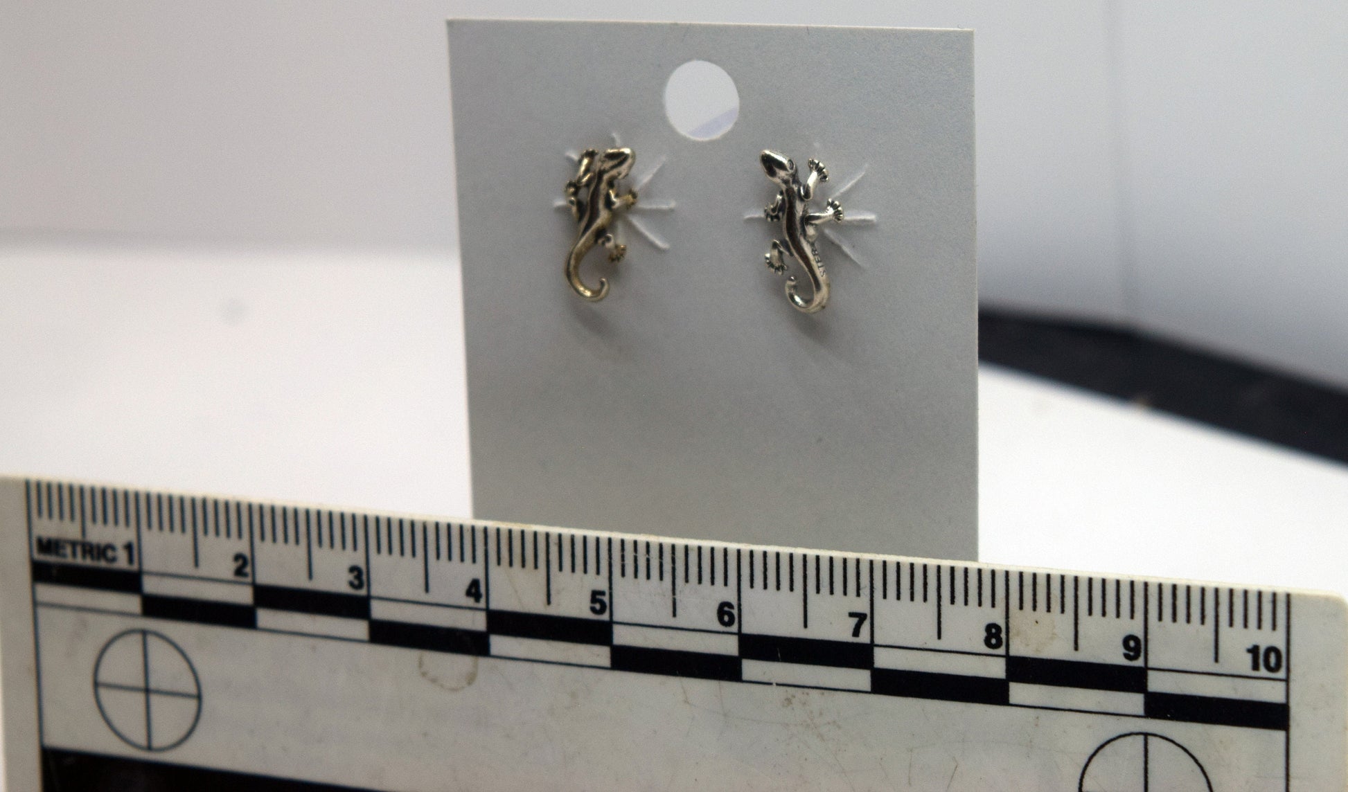 Gecko Earrings Lizard Earrings Sterling Silver Stud Earrings 12 mm high