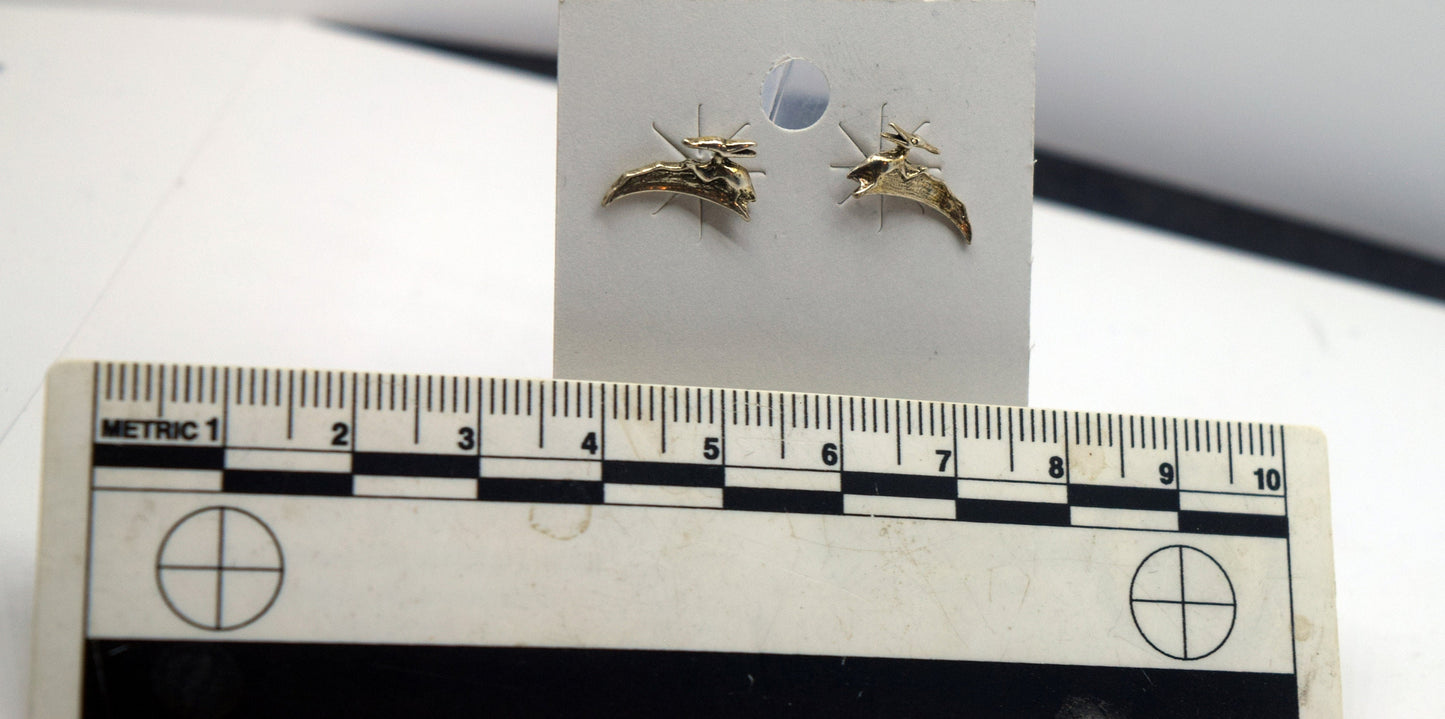 Pterodactyl Sterling Silver Stud Earrings 12 mm wide