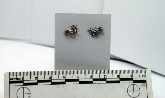 Unicorn Sterling Silver Stud Earrings 10 mm wide