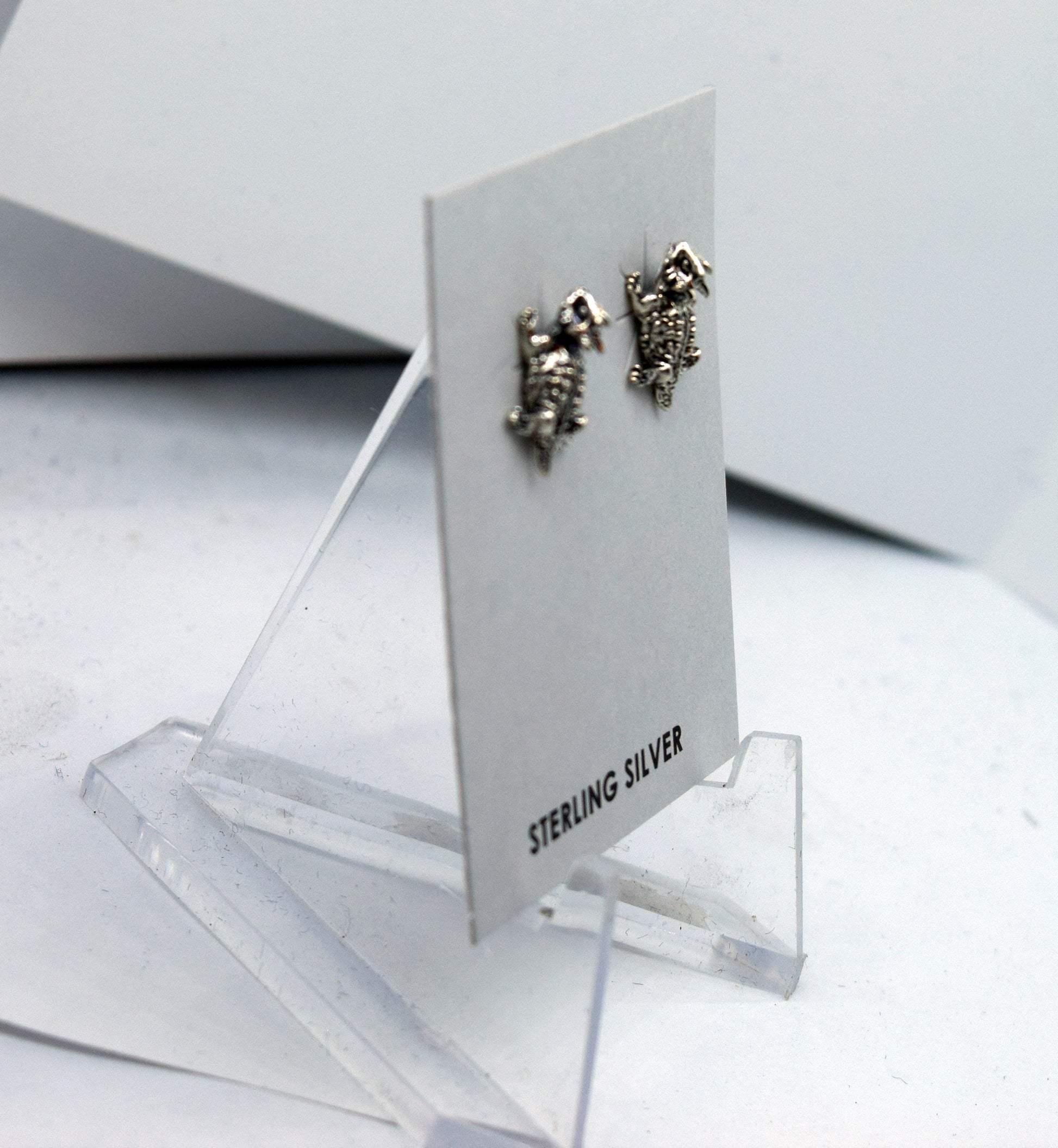 Horny Toad Earrings Sterling Silver Stud Earrings 13 mm high