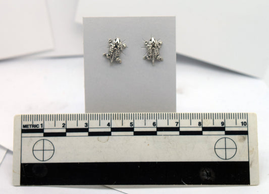 Horny Toad Earrings Sterling Silver Stud Earrings 13 mm high