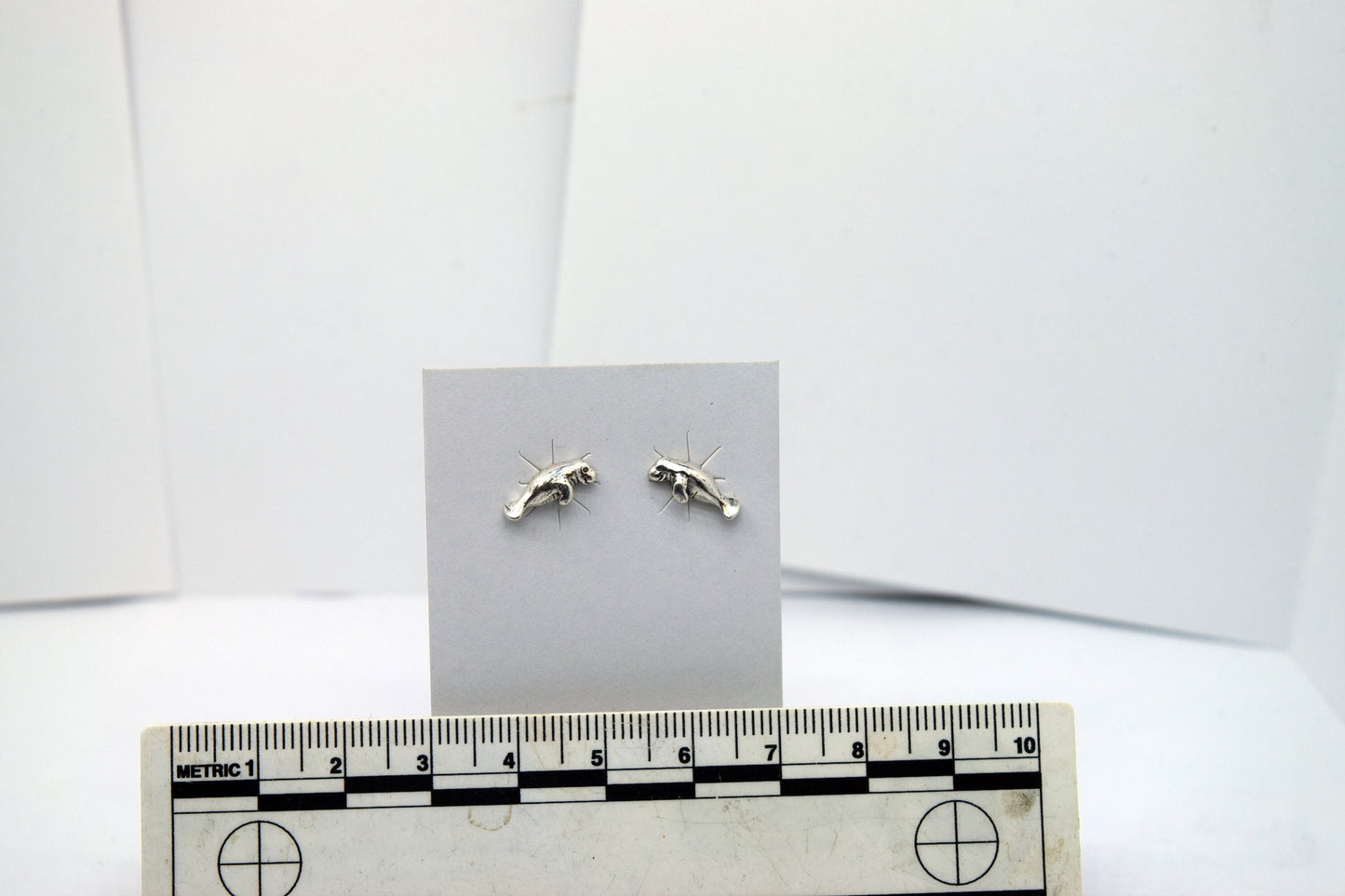 Manatee Earrings Sea Cow Earrings Sterling Silver Stud Earrings 12 mm wide