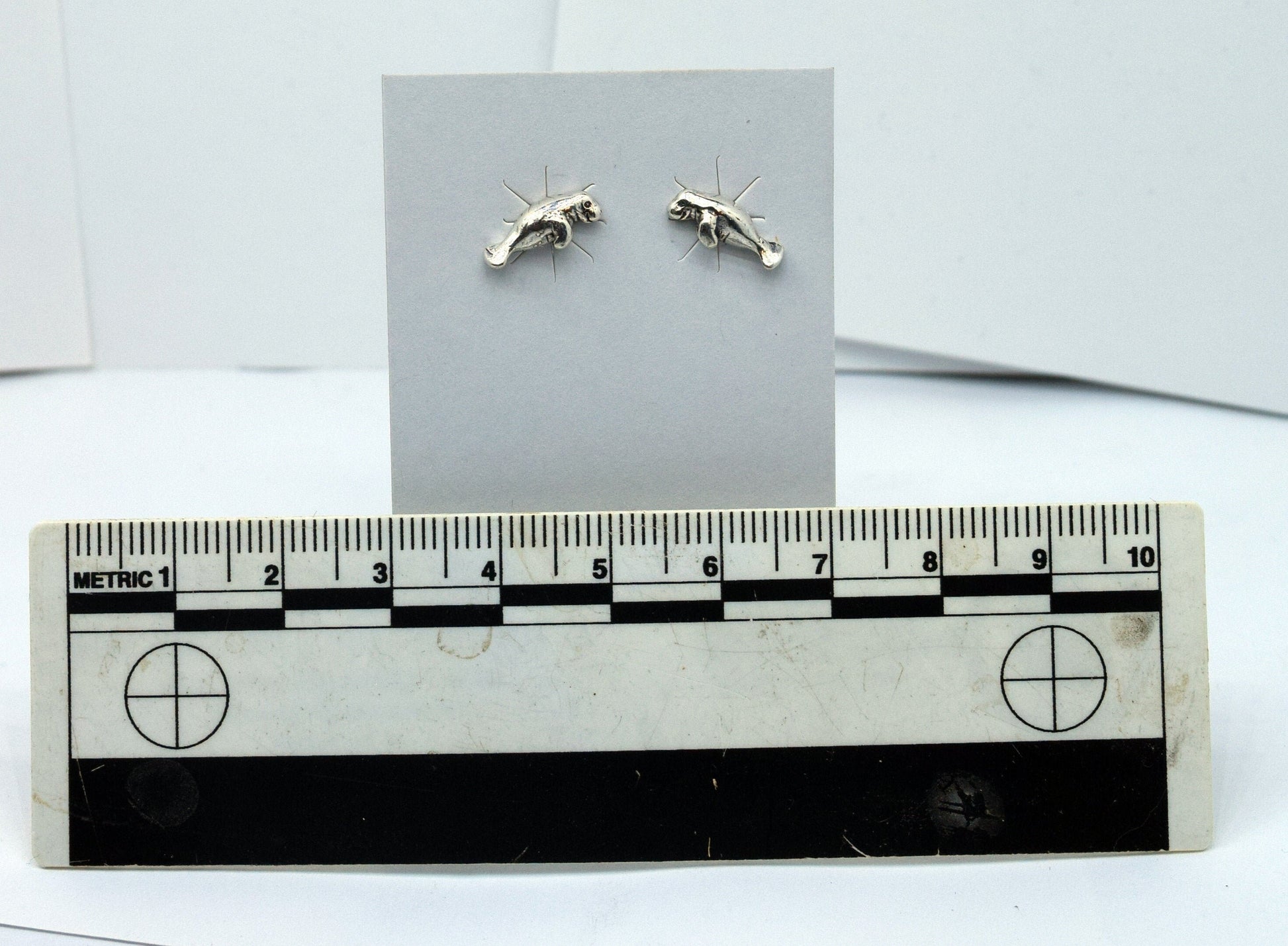 Manatee Earrings Sea Cow Earrings Sterling Silver Stud Earrings 12 mm wide