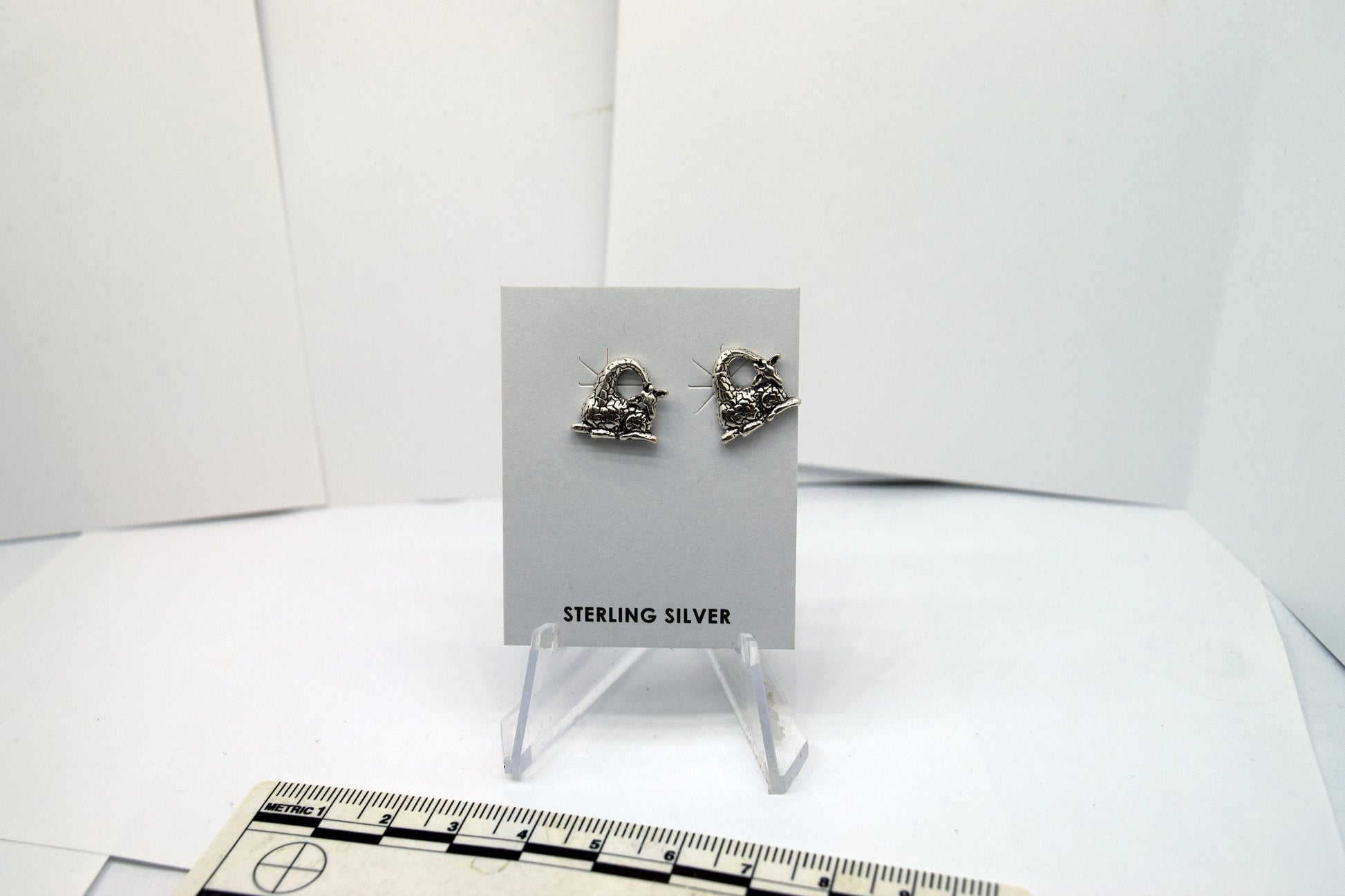 Giraffe Earrings Sterling Silver Stud Earrings 12 mm high