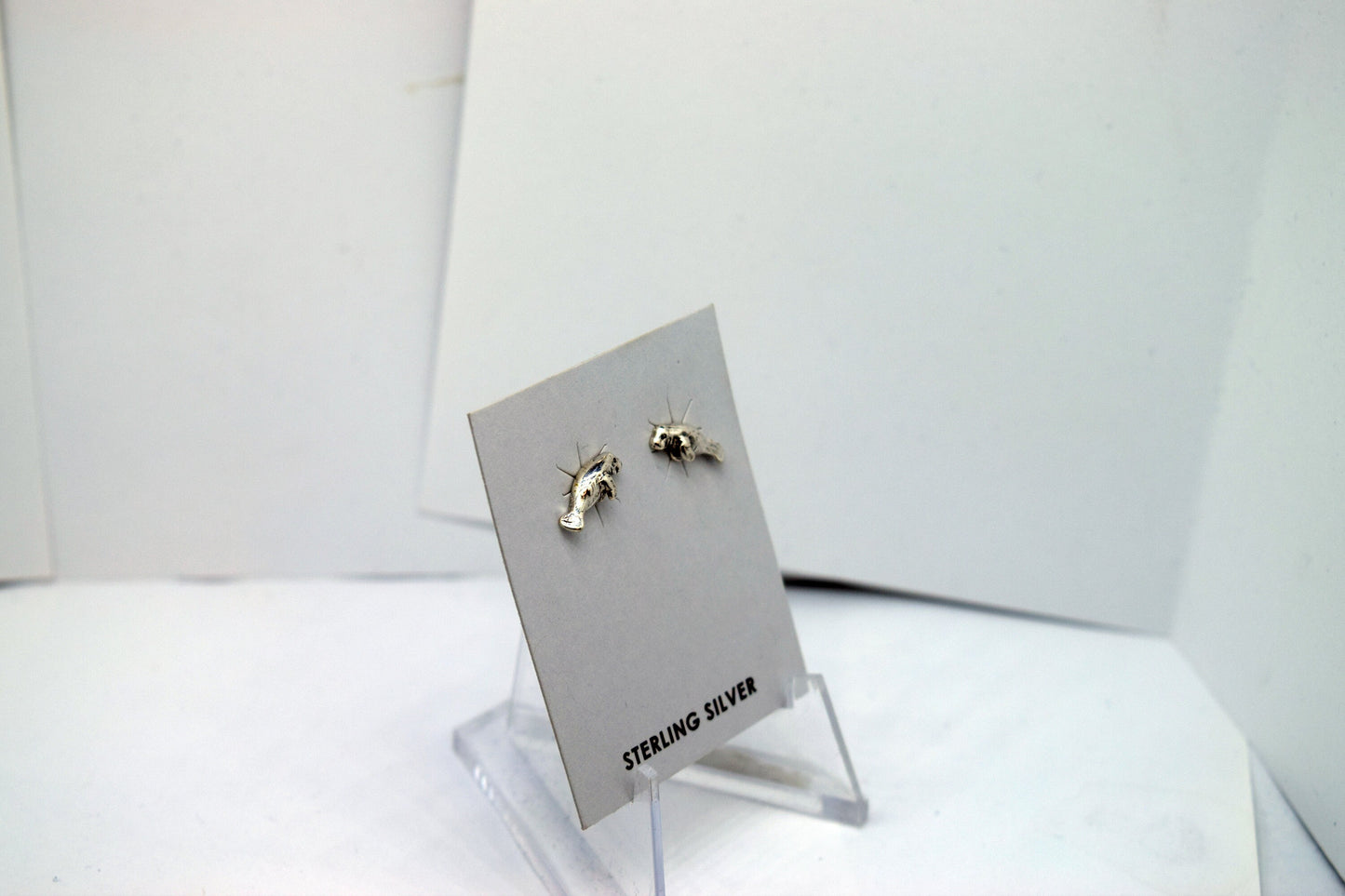 Manatee Earrings Sea Cow Earrings Sterling Silver Stud Earrings 12 mm wide