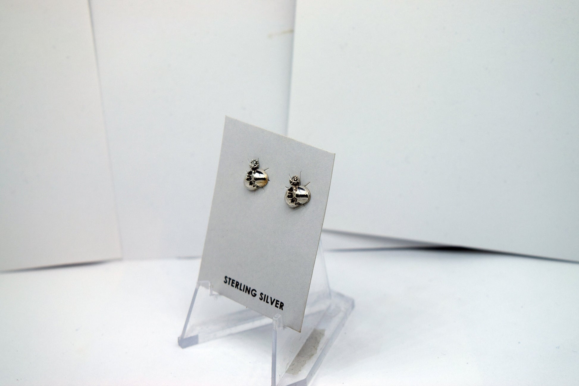 Chick Hatching from an Egg Sterling Silver Stud Earrings 8 mm high