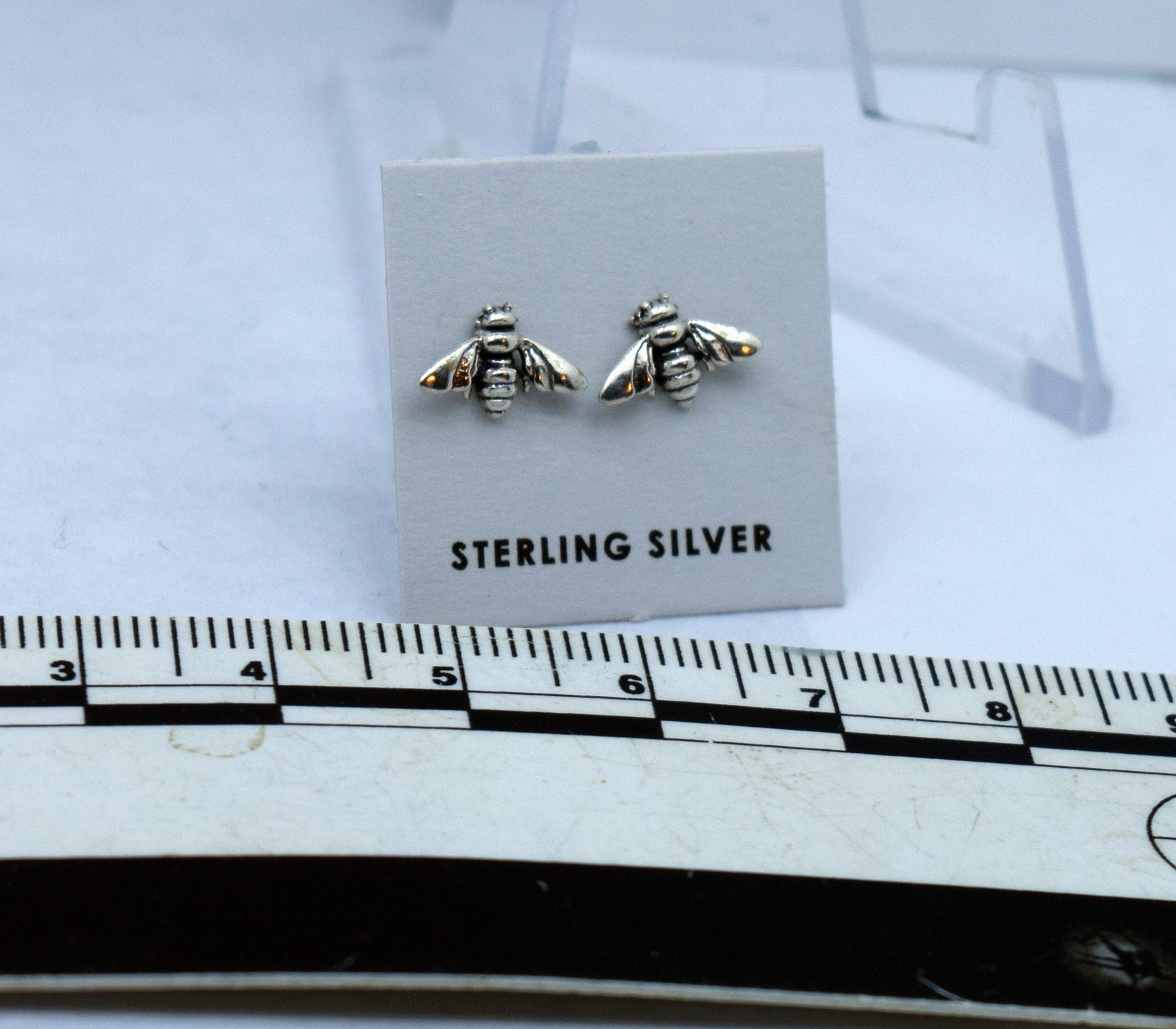 Bumblebee Earrings Wasp Earrings Sterling Silver Stud Earrings 9 mm wide