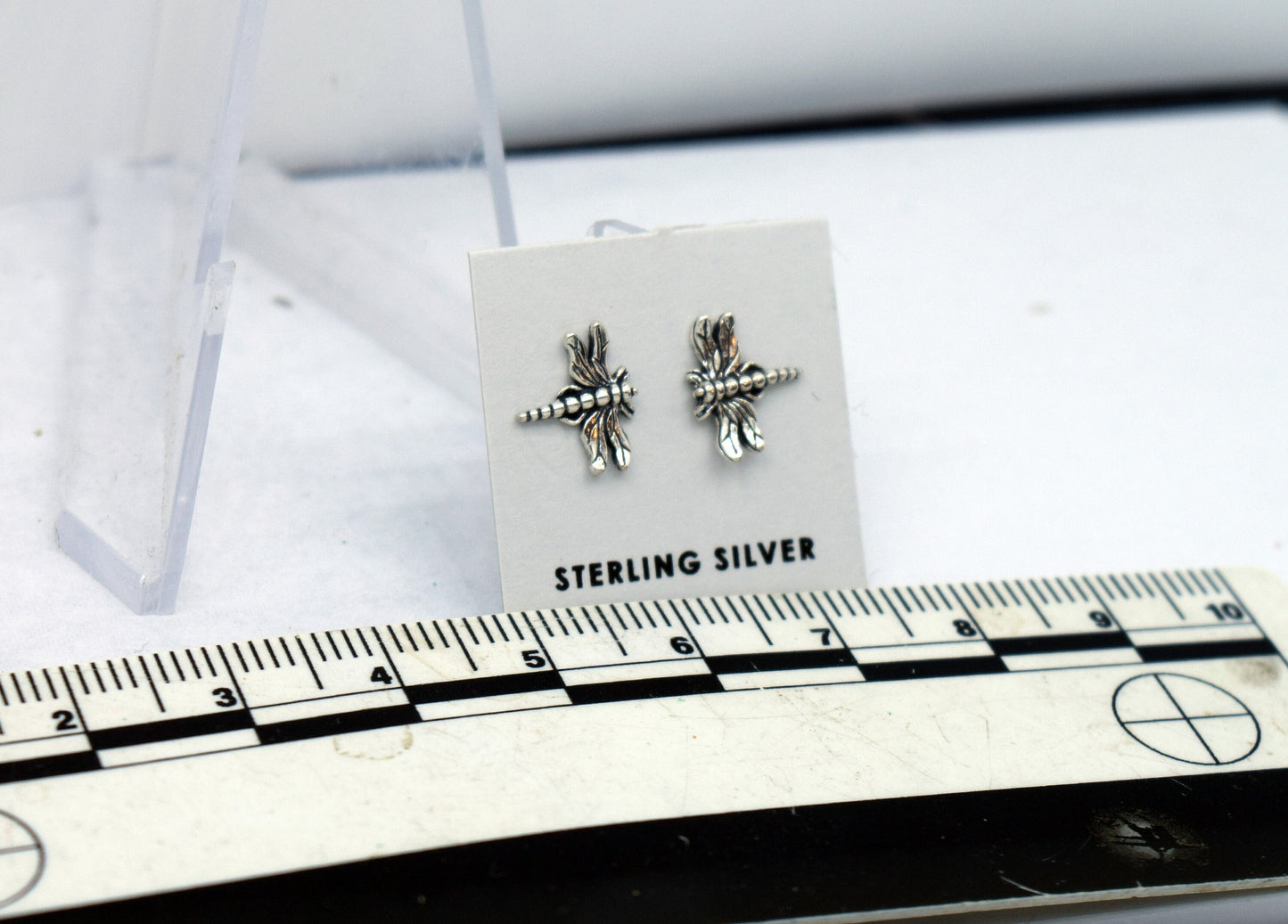 Dragonfly Earrings Insect Sterling Silver Stud Earrings 8 mm long