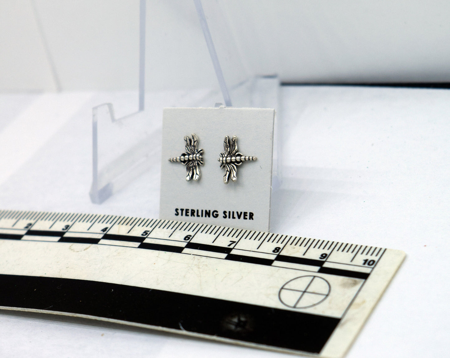 Dragonfly Earrings Insect Sterling Silver Stud Earrings 8 mm long