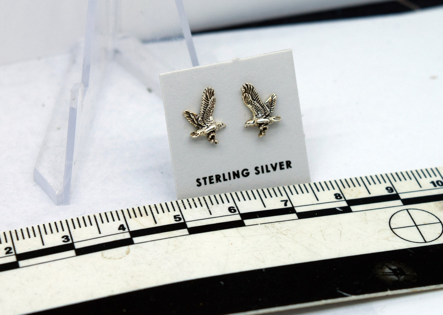 Flying Bald Eagle Earrings Sterling Silver Stud Earrings 6 mm wide