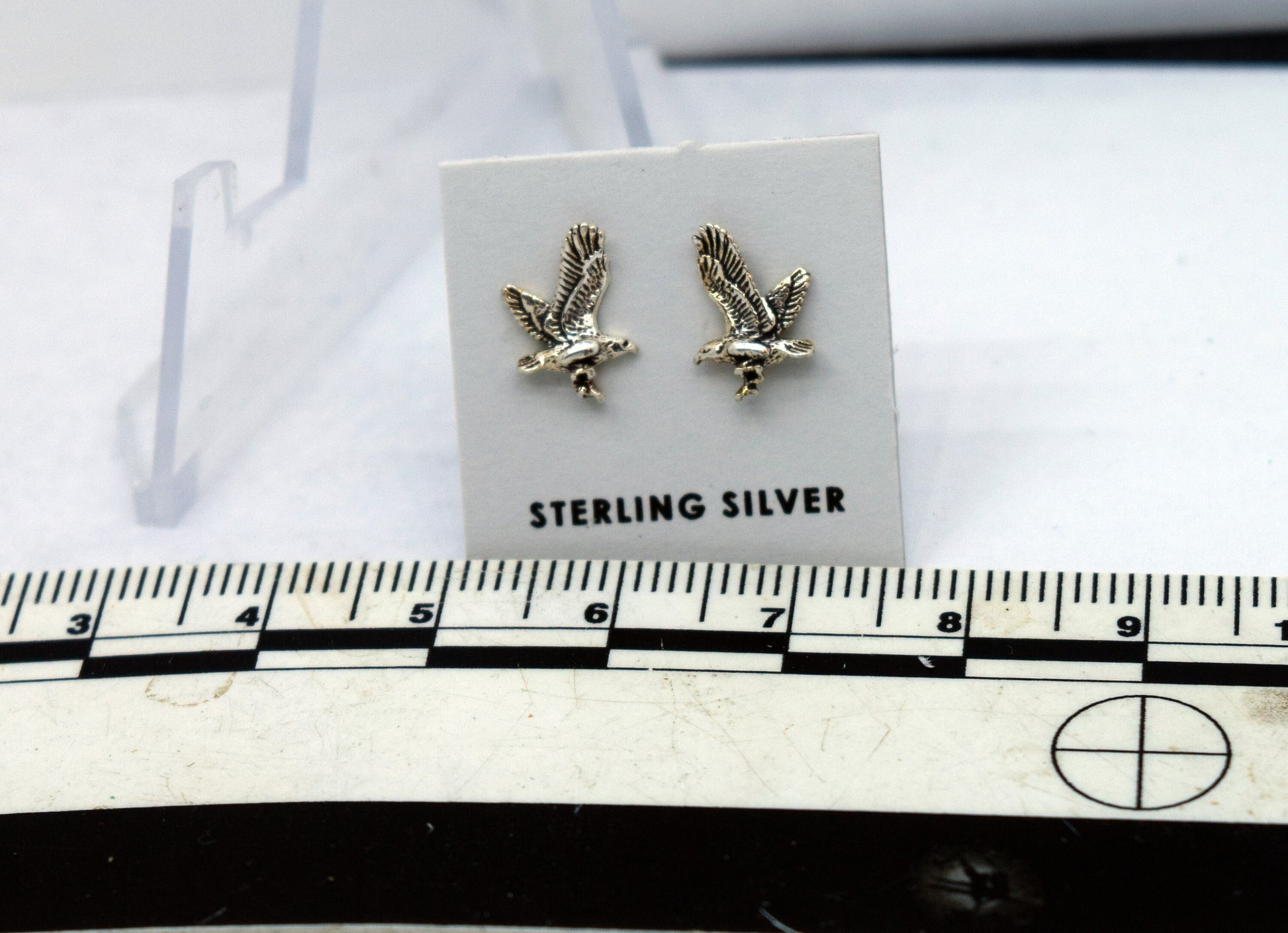 Flying Bald Eagle Earrings Sterling Silver Stud Earrings 6 mm wide