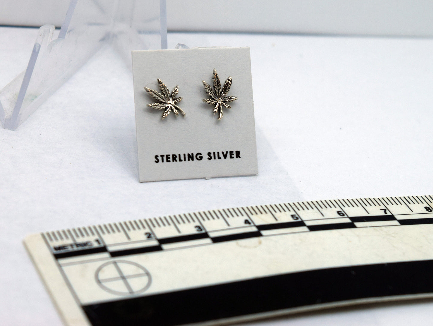 Marijuana Weed Earrings Leaf Earrings Sterling Silver Stud Earrings 10 mm high