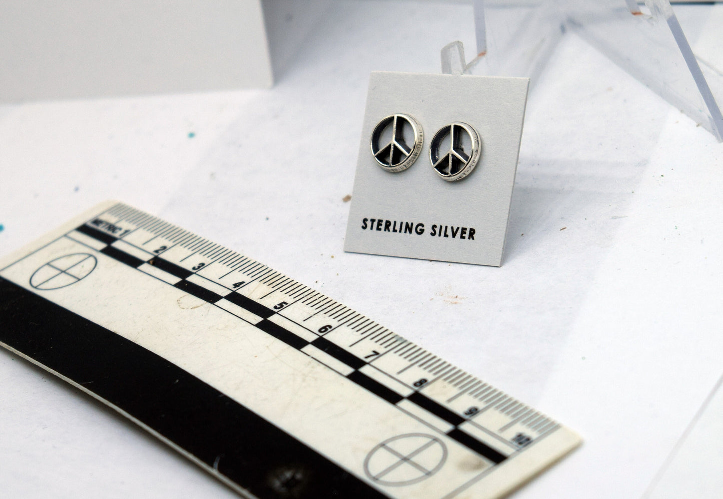 Peace Sign Earrings Sterling Silver Stud Earrings 7 mm wide