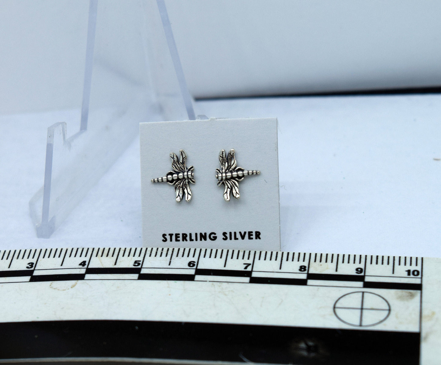 Dragonfly Earrings Insect Sterling Silver Stud Earrings 8 mm long