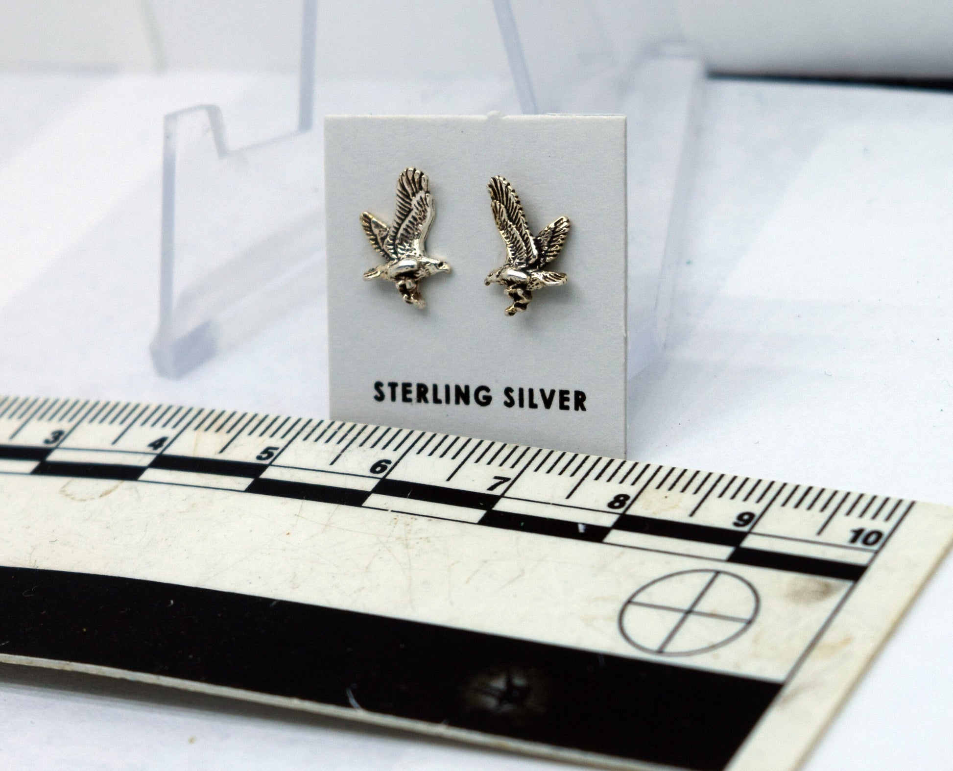 Flying Bald Eagle Earrings Sterling Silver Stud Earrings 6 mm wide