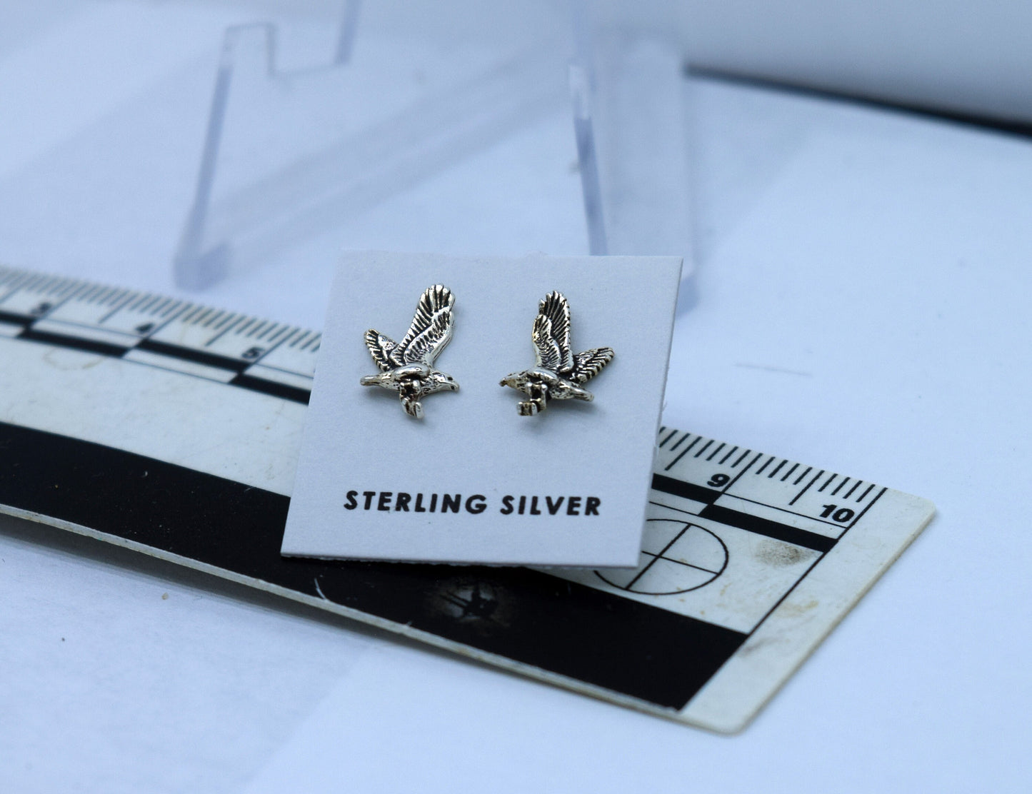 Flying Bald Eagle Earrings Sterling Silver Stud Earrings 6 mm wide