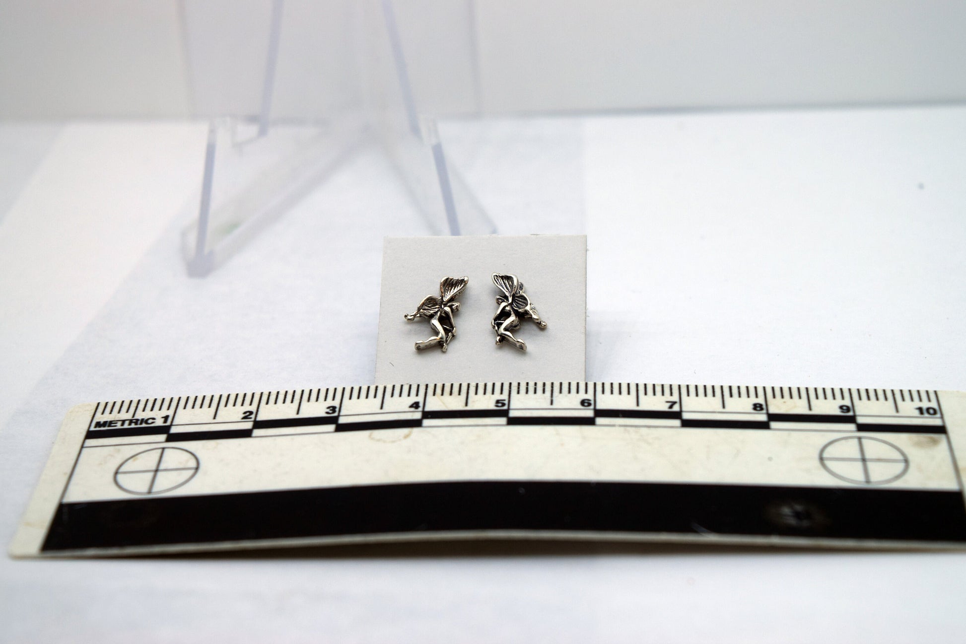 Winged Fairy Earrings Sterling Silver Stud Earrings 10 mm high