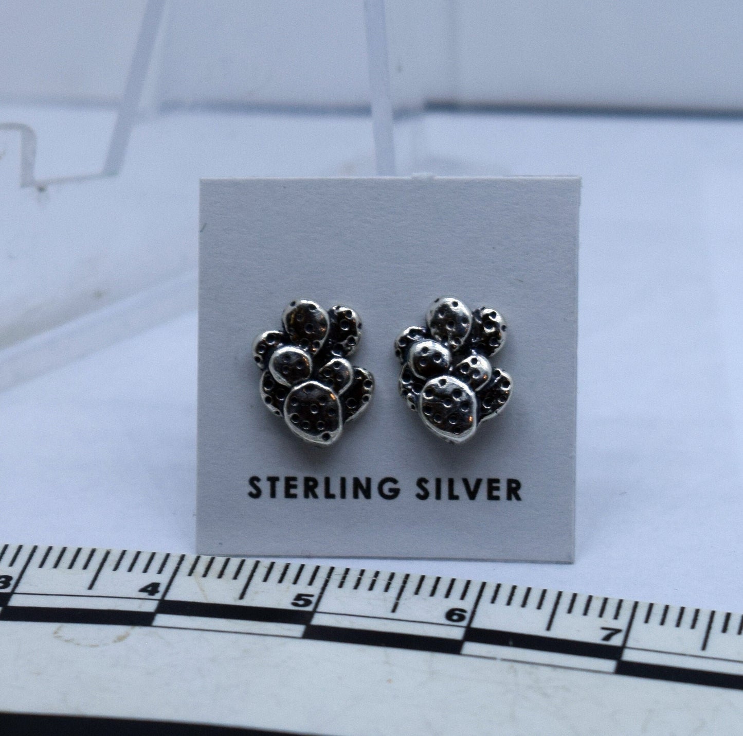 Prickly Pear Cactus Earrings Sterling Silver Stud Earrings 8 mm wide