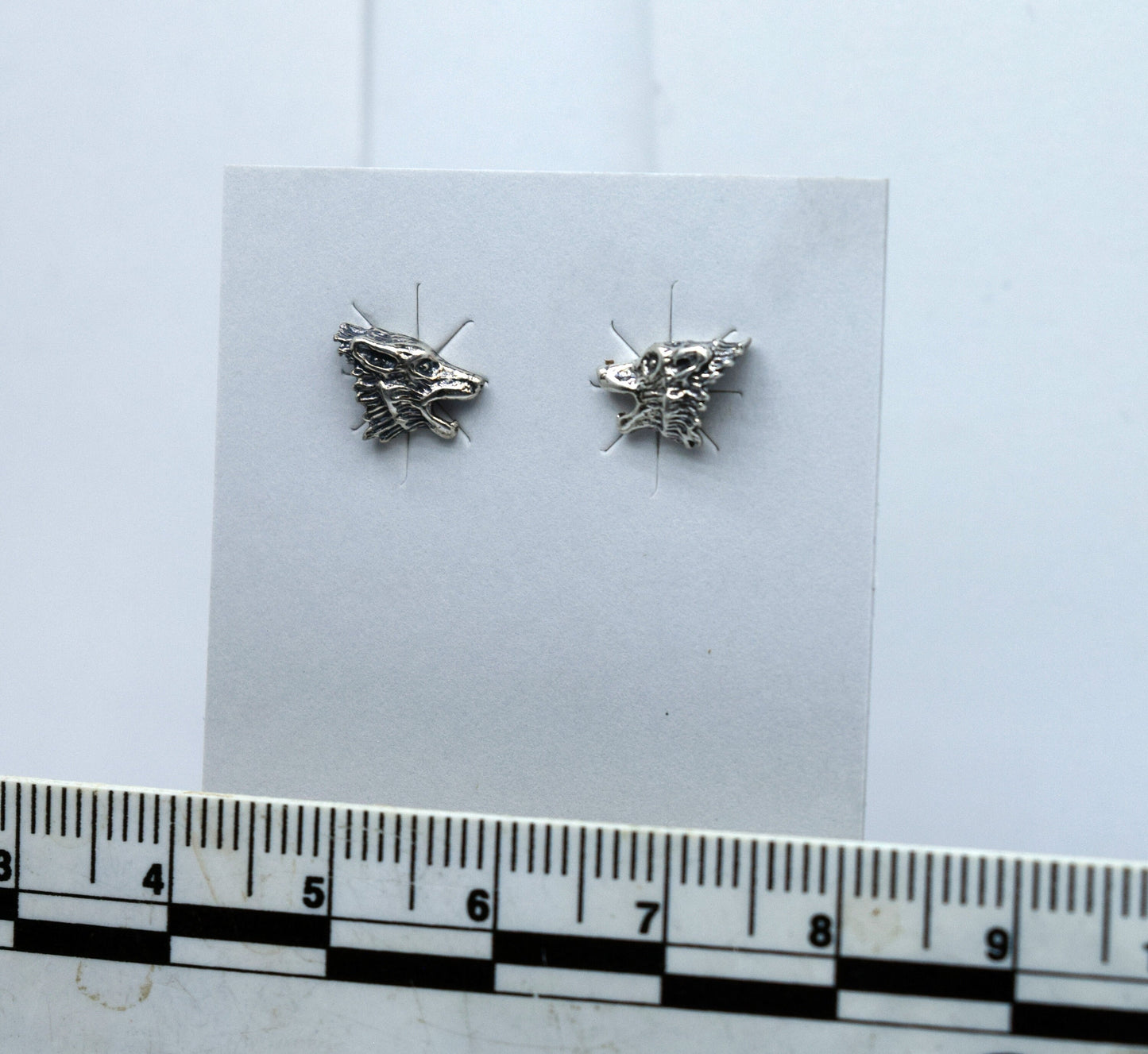 Howling Wolf Earrings Wolf Head Sterling Silver Stud Earrings 9 mm wide