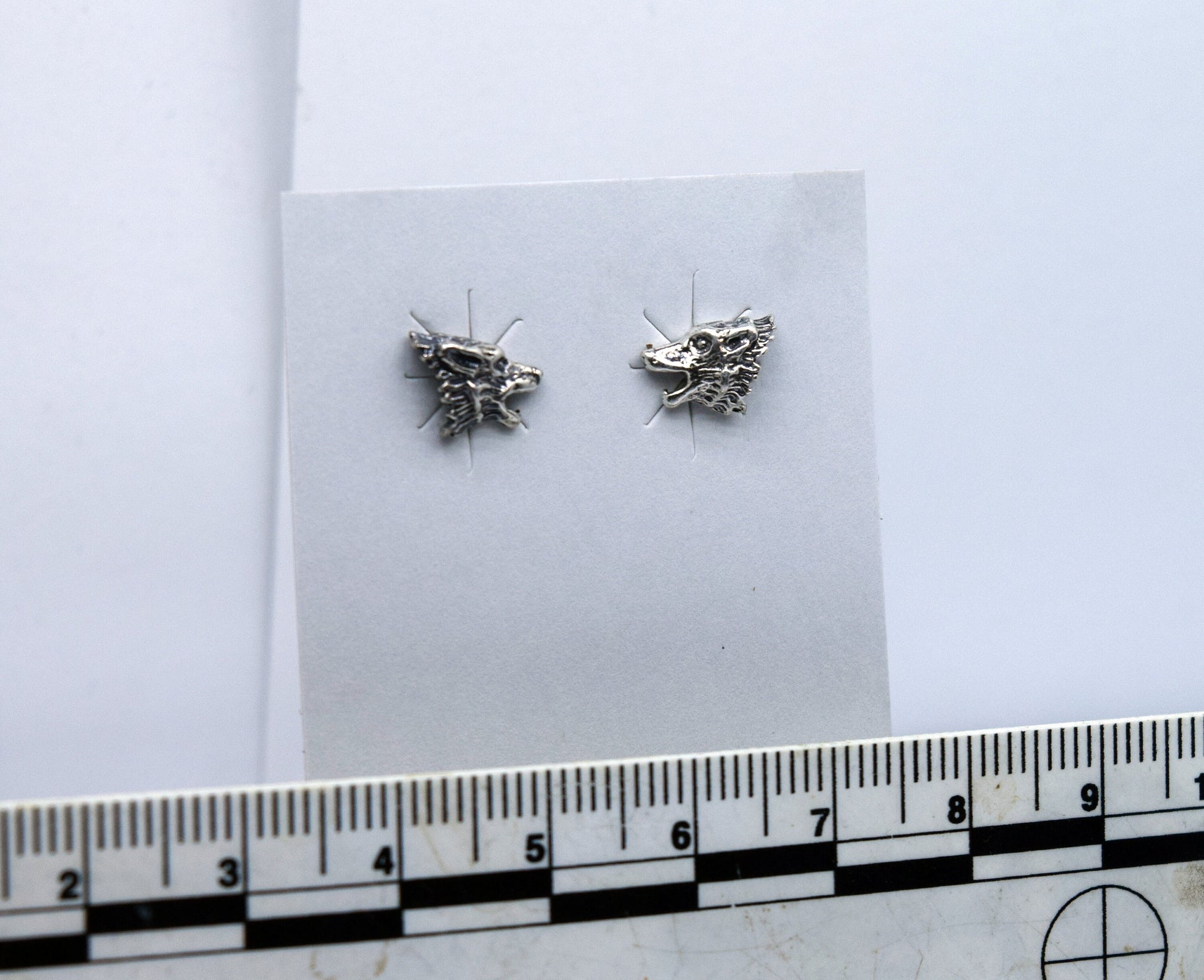 Howling Wolf Earrings Wolf Head Sterling Silver Stud Earrings 9 mm wide