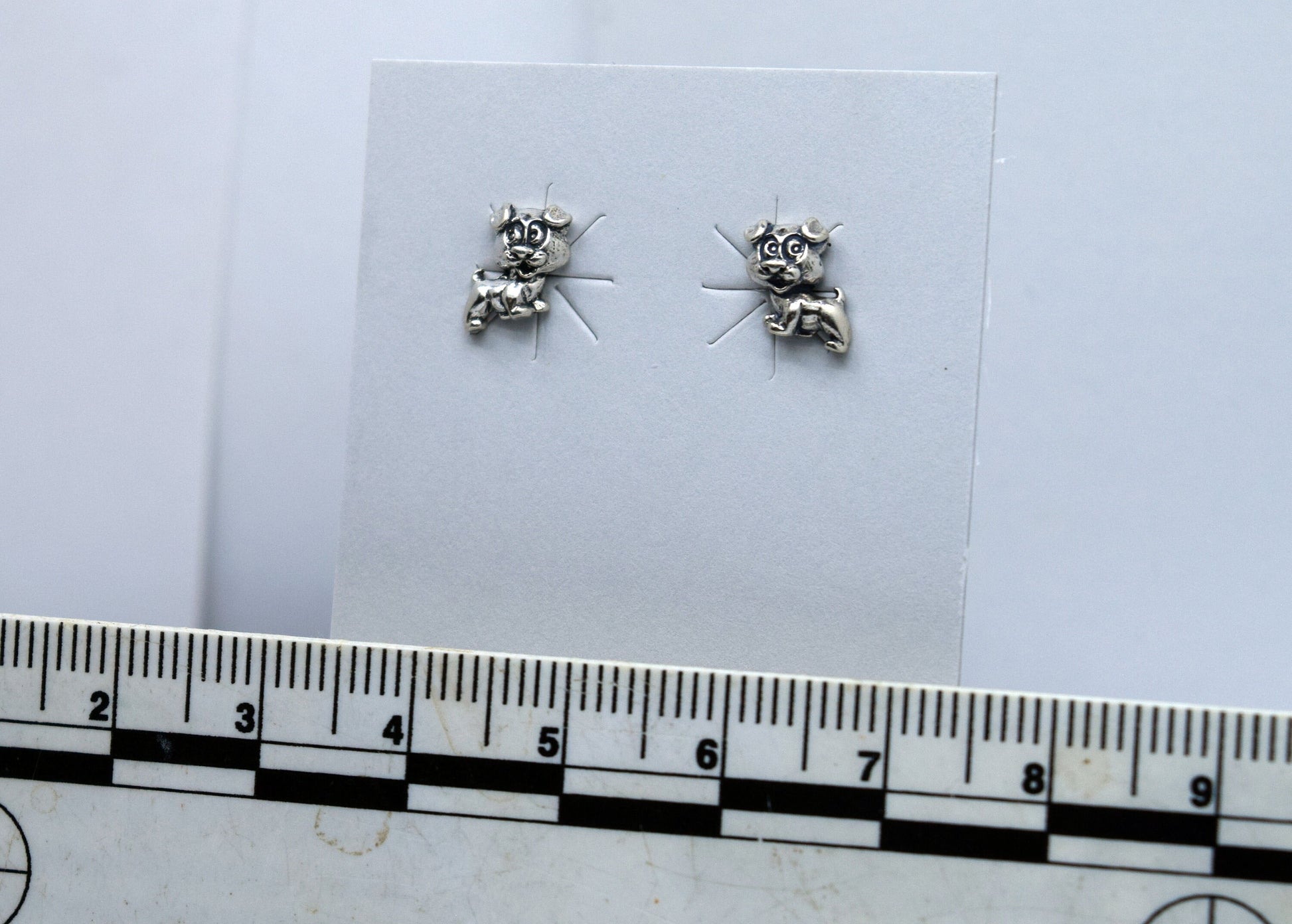 Puppy Earrings Dog Earrings Sterling Silver Stud Earrings 7 mm wide