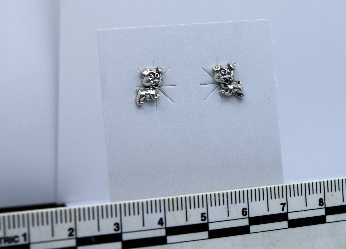 Puppy Earrings Dog Earrings Sterling Silver Stud Earrings 7 mm wide