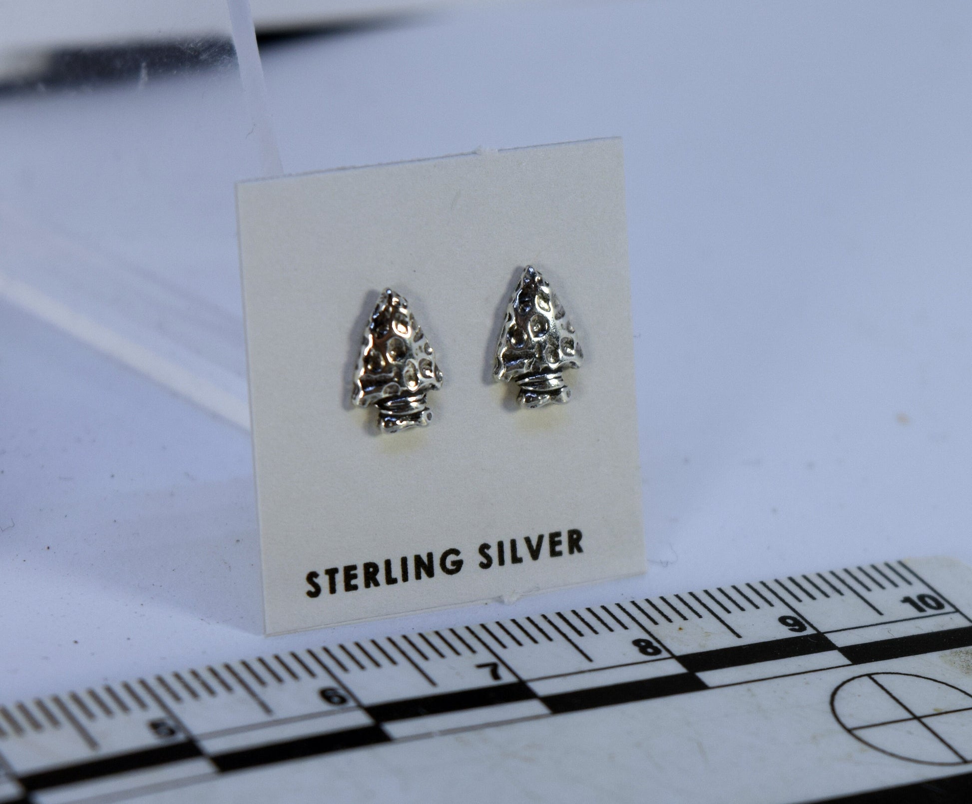 Stone Arrowhead Earrings Sterling Silver Stud Earrings 8 mm high