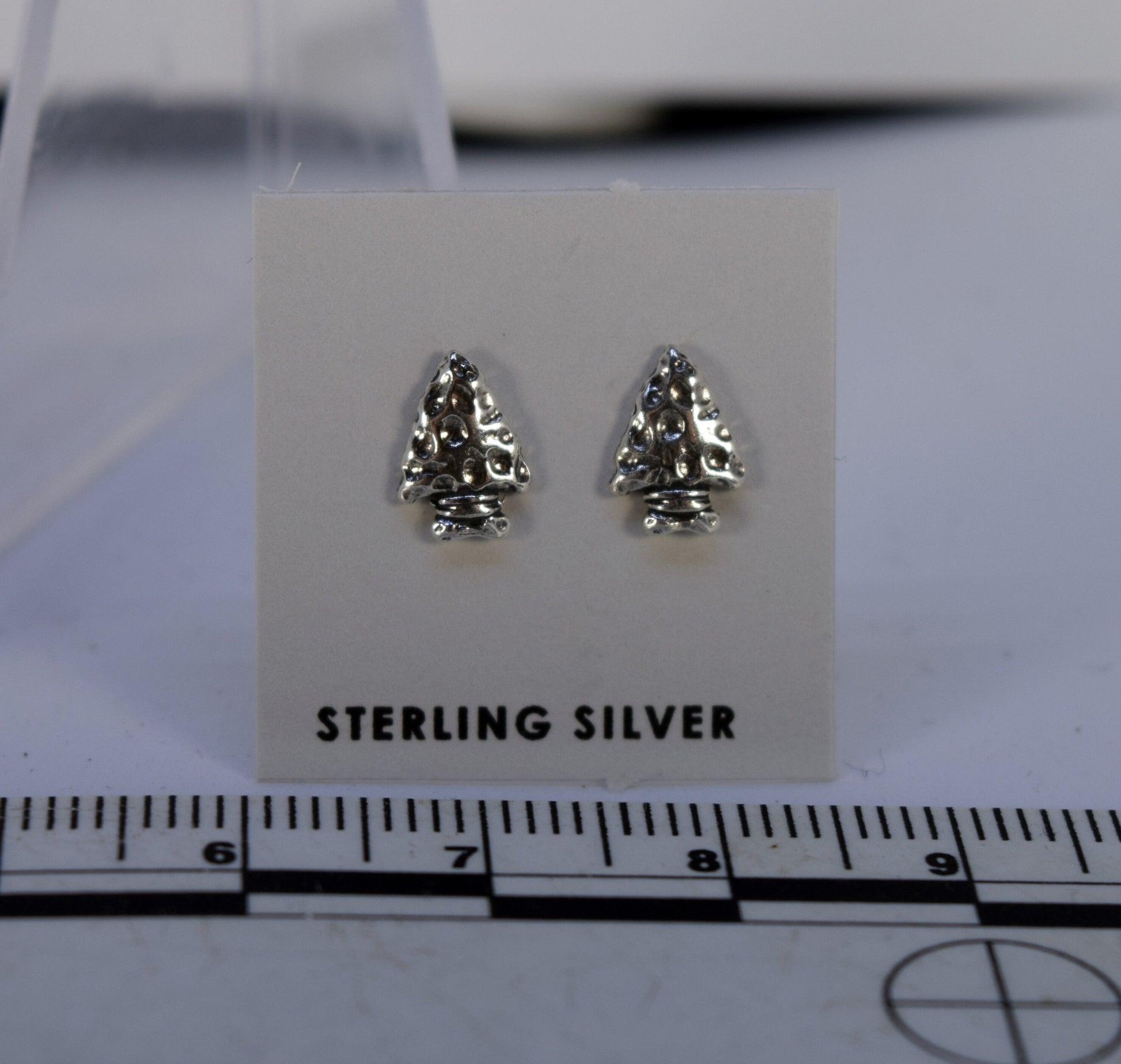 Stone Arrowhead Earrings Sterling Silver Stud Earrings 8 mm high