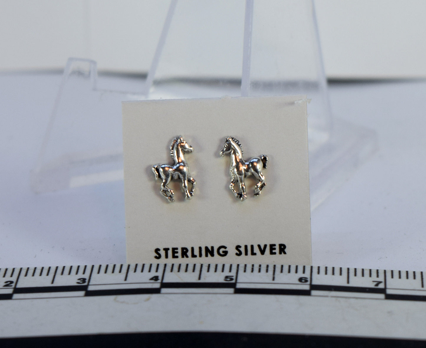 Prancing Pony Earrings Horse Earrings Sterling Silver Stud Earrings 9 mm high