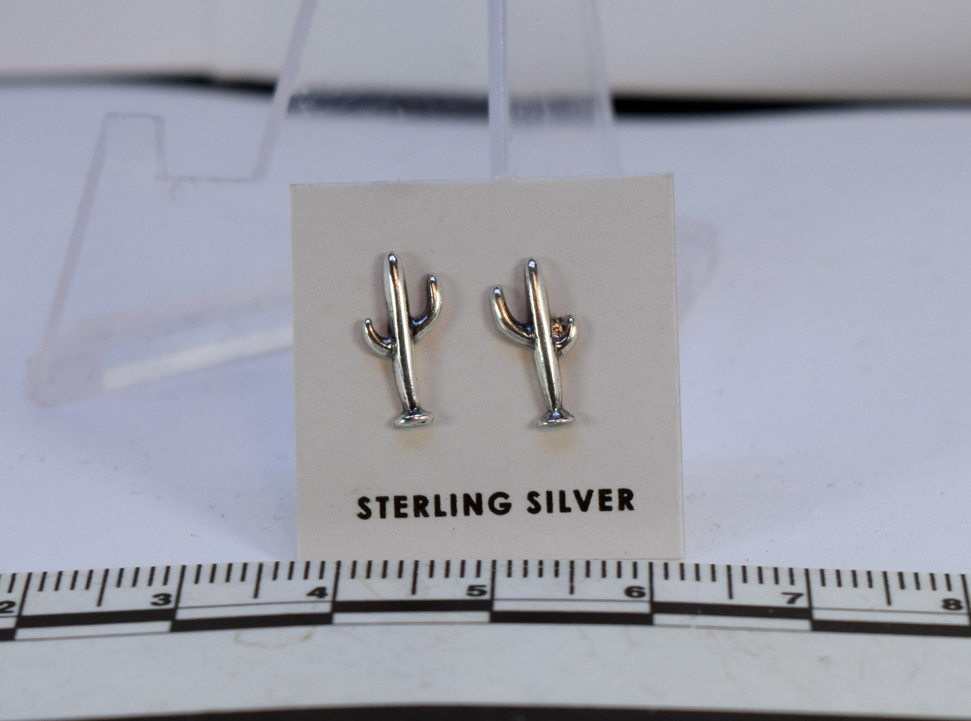 Saguaro Cactus Earrings Sterling Silver Stud Earrings 10 mm high