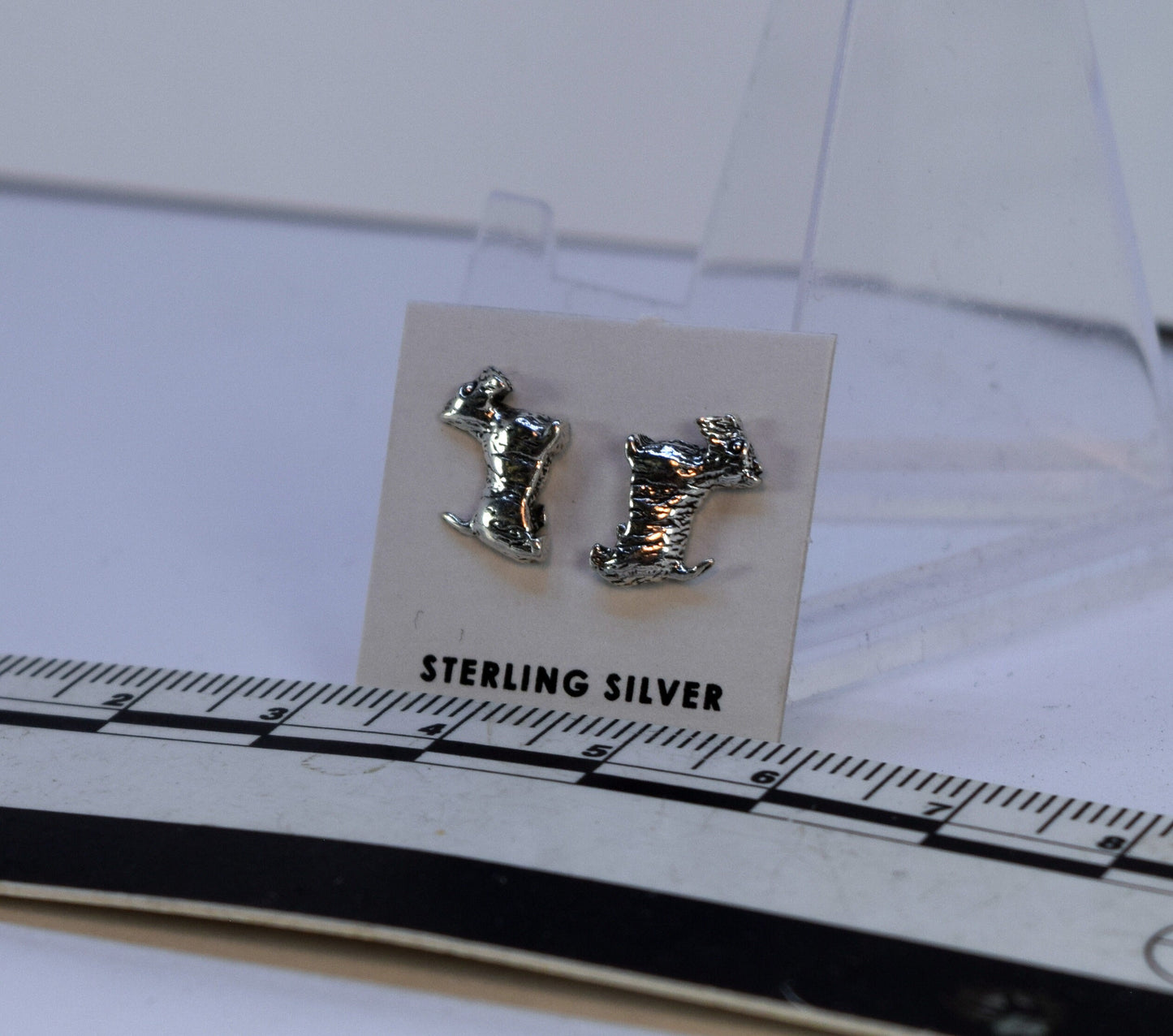 Scottie Dog Earrings Sterling Silver Stud Earrings 9 mm wide