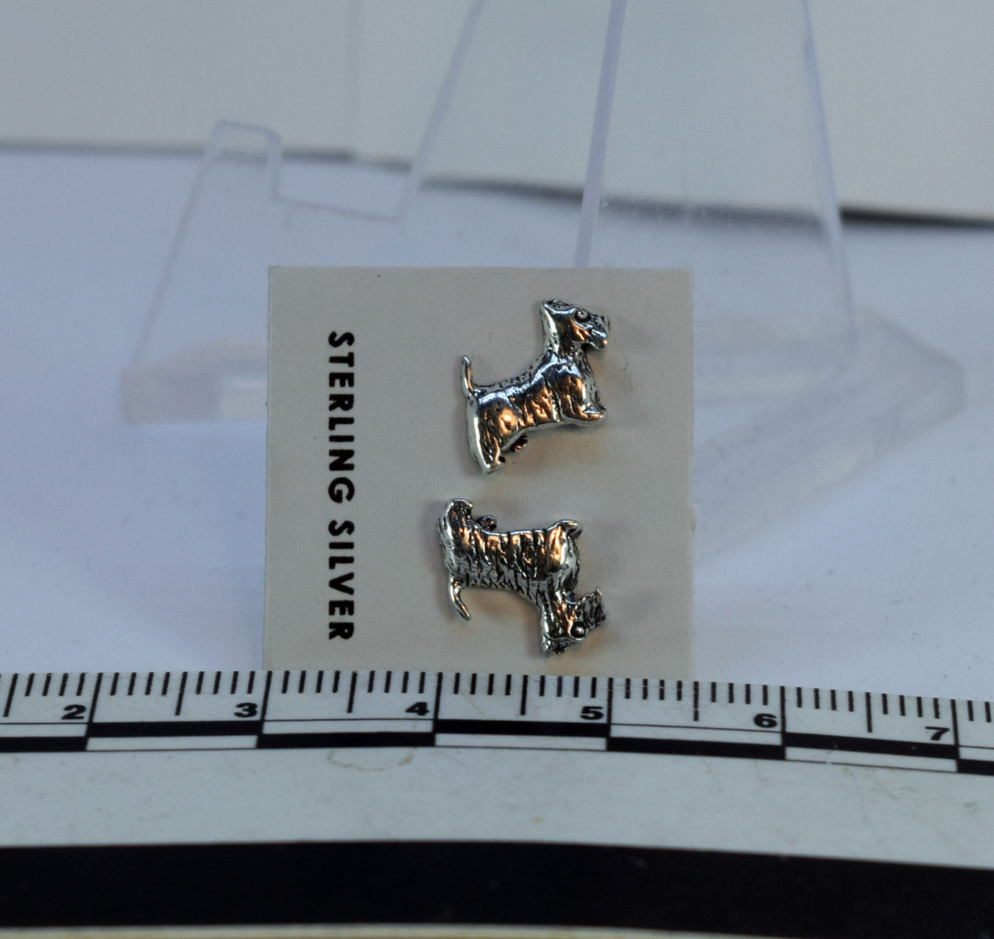 Scottie Dog Earrings Sterling Silver Stud Earrings 9 mm wide