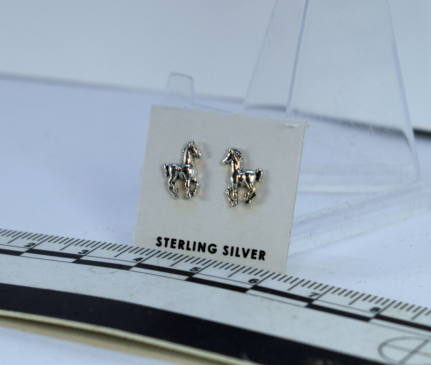 Prancing Pony Earrings Horse Earrings Sterling Silver Stud Earrings 9 mm high