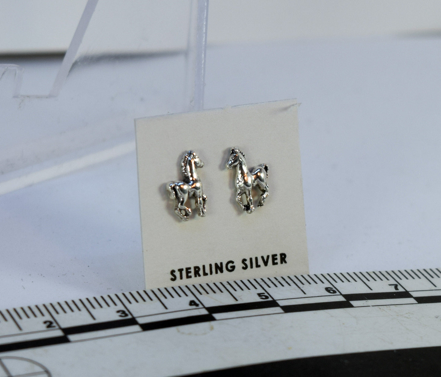 Prancing Pony Earrings Horse Earrings Sterling Silver Stud Earrings 9 mm high